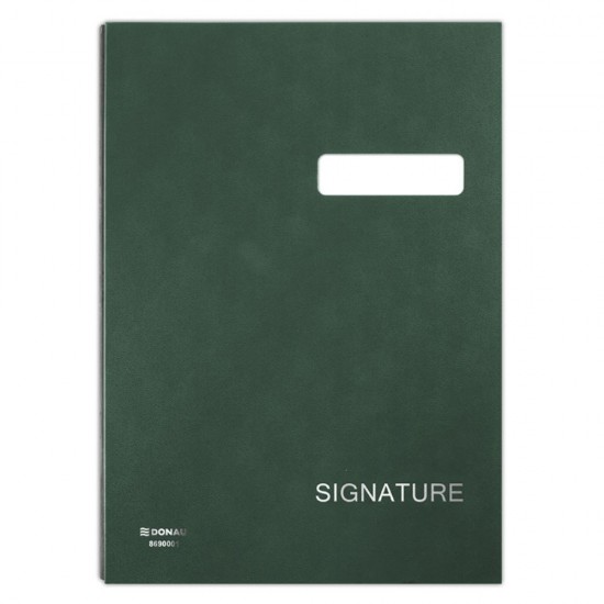 Mapa pentru Semnaturi DONAU cu 20 Separatoare, 245x343 mm, Carton Rigid 450 g/m², Coperta Imitatie de Piele, Culoare Verde, Mape pentru Semnaturi si Conferinte, Mape pentru Semnaturi, Mape cu Separatoare