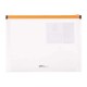 Mapa de Protectie A4 cu Burduf  Deli, Tip Zip, Buzunar pentru Carti de Vizita, Material PVC de 180 Microni, Portocaliu, Mapa Protectie Documete cu Fermoar, Mapa Protectie Hartii, Mapa Deli Protectie cu Fermoar, Mapa Protectie Portocaliu cu Burduf