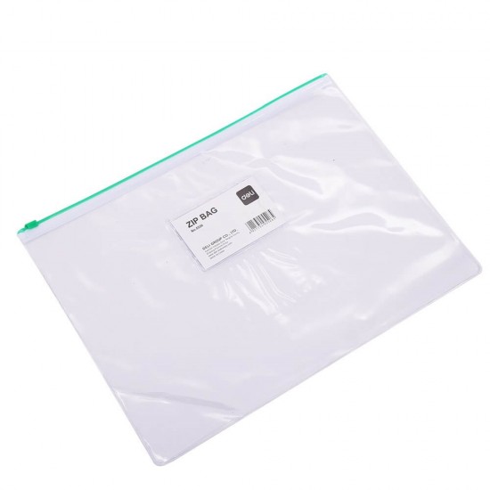 Mapa de Protectie A4 Tip Zip Deli, Buzunar pentru Carti de Vizita, Material PVC de 180 Microni, Verde, Mapa Protectie Documete cu Fermoar, Mapa Protectie Hartii, Mapa Deli Protectie cu Fermoar, Mapa Protectie Verde