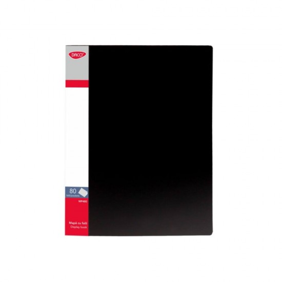Mapa Plastic A4 cu 80 Folii DACO, Culoare Neagra, Mapa cu Folii, Mape din Plastic cu Folii, Mapa pentru Documente, Mapa Documente Plastic, Mape Arhivare, Dosare Documente, Dosar Arhivare, Dosare Plastic