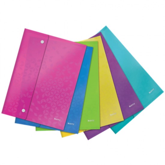 Set 6 Mape Protectie A4 cu Buton Leitz Wow, Diverse Culori, Mape de Protectie Colorate, Mape pentru Documente, Mape pentru Hartii, Mape Format A4, Mape A4 Colorate