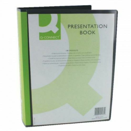 Mapa de Prezentare cu Buzunar Exterior, 235x310 mm, 100 Folii, Polipropilena, 1100/38  microni, Culoarea Neagra, Mape Prezentare Q-CONNECT, Mape Prezentare Cu File Interioare, Mape Organizare, Mape Documente