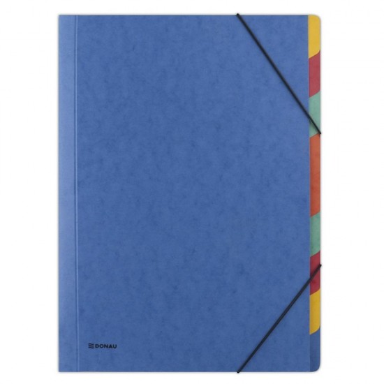 Mapa de Carton cu 9 Separatoare+Elastic, 260x343 mm, Albastra, Mape Donau, Mape Organizare, Mape pentru Depozitare, Mape cu Separatoare, Mape Documente, Mape Birou