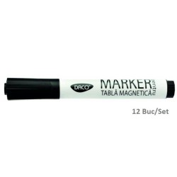 Set 12 Markere DACO Negre Pentru Tabla Magnetica, Varf 3 mm, Marker, Marker Negru, Markere Negre, Marker cu Cerneala Neagra, Marker Nepermanent Tabla, Markere Nepermanente Tabla, Marker Negru Tabla Magnetica, Marker Whiteboard