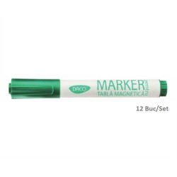 Set 12 Markere DACO Verzi Pentru Tabla Magnetica, Varf 3 mm, Marker, Marker Verde, Markere Verzi, Marker cu Cerneala Verde, Marker Nepermanent Tabla, Markere Nepermanente Tabla, Marker Verde Tabla Magnetica, Marker Whiteboard