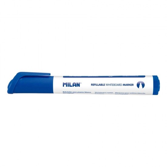 Marker MILAN Reincarcabil Pentru Tabla Magnetica, Albastru, Varf 5 mm, Markere, Marker Albastru, Markere Albastre, Marker cu Cerneala Albastra, Marker Nepermanent Tabla, Markere Nepermanente Tabla, Marker Albastru Tabla Magnetica, Marker Whiteboard