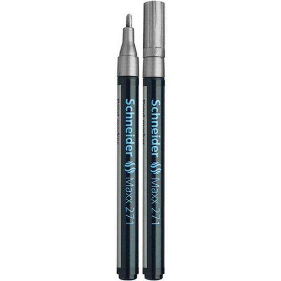 Marker cu Vopsea SCHNEIDER MAXX 271, Varf Mediu, Scriere 1-2 mm, Culoare Argintie, Marker Colorat, Marker pentru Birou