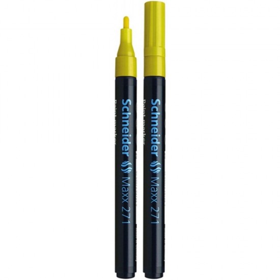 Marker cu Vopsea SCHNEIDER MAXX 271, Varf Mediu, Scriere 1-2 mm, Culoare Galbena, Marker Colorat, Marker pentru Birou