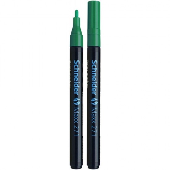 Marker cu Vopsea SCHNEIDER MAXX 271, Varf Mediu, Scriere 1-2 mm, Culoare Verde, Marker Colorat, Marker pentru Birou