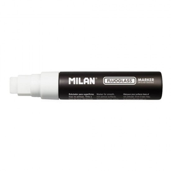 Marker Pentru Sticla MILAN Fluoglass Jumbo, Alb, Varf 8-15 mm, Marker, Marker Alb, Markere Albe, Marker cu Vopsea Alba, Marker Alb pentru Sticla, Marker Alb pentru Oglinzi, Set Markere Albe, Marker Alb pentru Scoala, Marker pentru Scoala