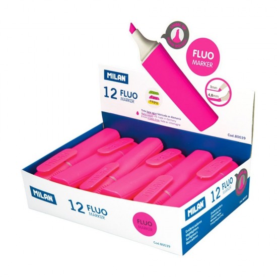 Set 12 Markere Evidentiatoare Pastel Milan, Varf de 2-5 mm, Roz, Marker Evidentiator, Markere, Marker Roz, Markere Roz, Marker cu Vopsea Roz, Marker pentru Scoala, Markere Scoala, Textmarker, Marker Highlighter
