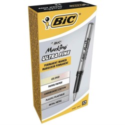 Set 12 Markere Grip Fine BIC CD/DVD, Negre, Marker BIC, Marker BIC Permanent, Marker Permanent, BIC Permanent, Markere BIC, Marker Grip, Marker Grip Fine, Marker CD/DVD, Marker CD/DVD BIC, Accesorii de Scris, Instrumente de Scris