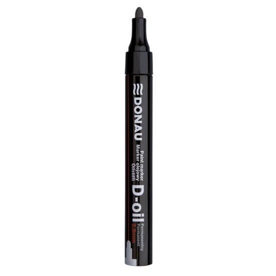 Marker Permanent pe Baza de Ulei, Varf Rotund, Scriere 2.8 mm, Culoare Neagra, Marker Colorat, Marker pentru Birou