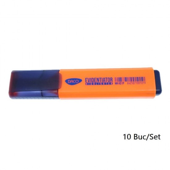 Set 10 Markere Evidentiatoare DACO, Varf de 2-5 mm, Portocalii, Marker Evidentiator, Markere, Marker Portocaliu, Markere Portocalii, Marker cu Vopsea Portocalii, Marker pentru Scoala, Markere Scoala, Textmarker, Marker Highlighter