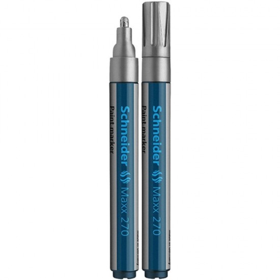Marker cu Vopsea SCHNEIDER MAXX 270, Scriere 1-3 mm, Culoare Argintie, Marker Colorat, Marker pentru Birou