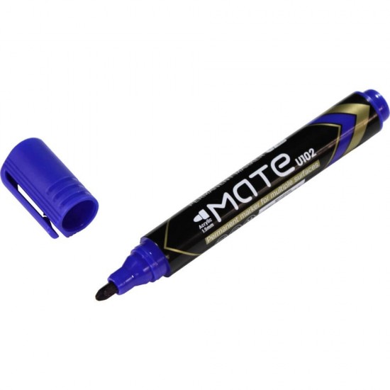 Marker Permanent Deli Mate, 1.5 mm, Albastru, Varf Rotund, Marker Permanent Varf Rotund, Marker Permanent Diverse Suprafete, Marker Permanent Cerneala Non Toxica, Marker Permanent Albastru