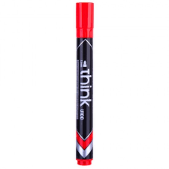 Marker Permanent Deli, 1.5 mm, Rosu, Varf Rotund, Marker Permanent Varf Rotund, Marker Permanent Diverse Suprafete, Marker Permanent Cerneala Non Toxica, Marker Permanent Rosu, Marker Permanent Rezistent la Apa