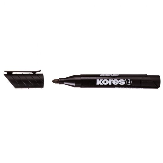 Marker Permanent Kores, Varf Rotund, 3 mm, Negru, Markere Permanente, Marker Negru Permanent, Markere Negre Permanente, Marker Kores, Markere Kores, Marker Permanent cu Varf Rotund, Marker Permanent Negru
