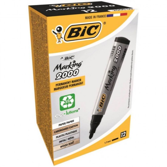 Set 12 Markere Permanente BIC 2000, Negre, Marker BIC, Marker BIC Permanent, Marker Permanent, BIC Permanent, Markere BIC, Markere Permanente, Markere BIC Permanente, Marker de Scris, Marker Set, Accesorii de Scris, Instrumente de scris