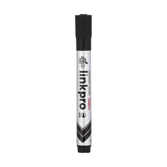 Marker Permanent Deli Link Pro, Negru, Varf Rortund 2 mm, Reincarcabil, Marker Permanent, Deli Marker, Marker Deli, Marker Color, Marker Permanent Color, Marker Permanent Deli