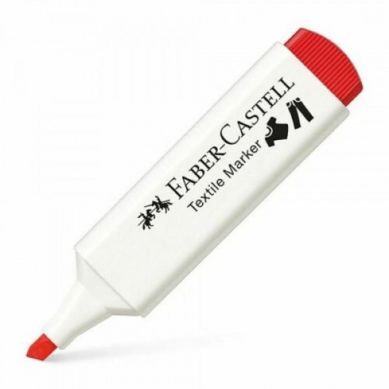Marker Textil Rosu Faber-Castell, Varf Tesit 1-5 mm, Markere Textile Rosii, Markere Textile Faber Castell, Market Textil cu Varf Tesit, Marker Personalizare Textile, Markere Personalizare Imbracaminte, Markere Permanente pentru Haine