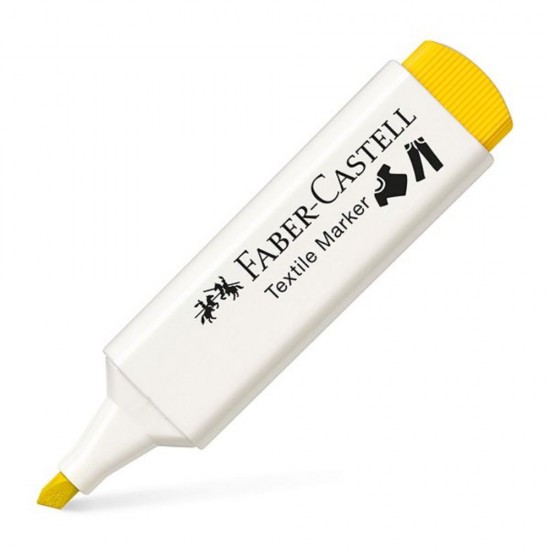 Marker Textil Galben Faber-Castell, Varf Tesit 1-5 mm, Markere Textile Galbene, Markere Textile Faber Castell, Market Textil cu Varf Tesit, Marker Personalizare Textile, Markere Personalizare Imbracaminte, Markere Permanente pentru Haine