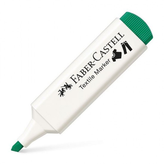 Marker Textil Verde Faber-Castell, Varf Tesit 1-5 mm, Markere Textile Verzi, Markere Textile Faber Castell, Market Textil cu Varf Tesit, Marker Personalizare Textile, Markere Personalizare Imbracaminte, Markere Permanente pentru Haine