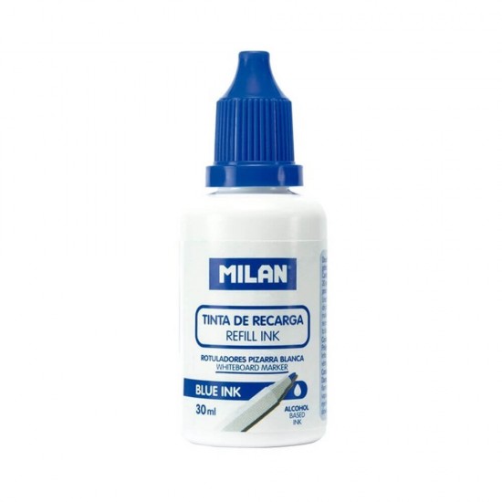 Rezerva Milan Marker Tabla Magnetica, 30 ml, Albastru, pe Baza de Alcool, Rezerva Cerneala Albastra Marker, Rezerva Marker Tabla Alba, Rezerva Markere Whiteboard, Rezerva Cerneala 30 ml Marker Tabla, Cerneala Albastra Marker Tabla