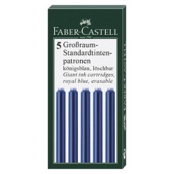 Set 5 Cartuse Mari cu Cerneala Faber-Castell, Albastra, Cartuse Cerneala, Rezerva Cerneala, Patorane Cerneala, Mine Stilou, Mine pentru Stilou, Mine de Stilou, Cartuse Stilou, Rezerva Cartuse Stilou, Rezerva Cerneala Stilou 