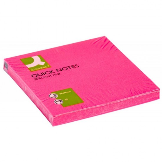 Notite Adezive Q-CONNECT, 76x76 mm, 75 File, 70 g/m², Culoare Roz Neon, Post-it, Sticky Notes, Bloc de Hartie, Memo Adeziv, Articole Hartie, Accesorii Birou