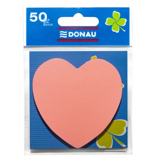 Notite Adezive DONAU in Forma de Inimioara, 50 File/Set, 75 g/m², Culoare Roz, Post-it, Sticky Notes, Bloc de Hartie, Memo Adeziv, Articole Hartie, Accesorii Birou