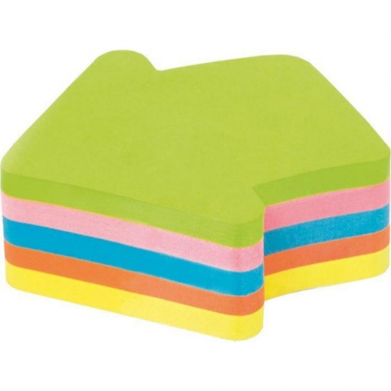 Notite Autoadezive EVOffice Cub Color, Model Sageata, 250 File, 5 Culori Neon – Ideal pentru Mesaje si Memento-uri