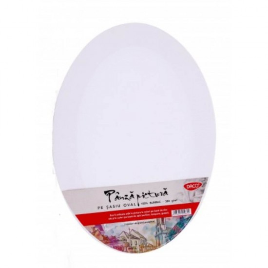Panza Pictura pe Sasiu Oval DACO, 56x80 cm, 280 g/m², 3 Straturi de Grund Preaplicat, Panza Pictura, Panza pe Sasiu Oval, Panza pe Sasiu Bumbac, Sasiu cu Panza, Sasiu cu Panza Bumbac, Panza pe Sasiu Lemn, Materiale Pictura, Panza Ovala Pictura