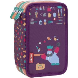 Penar Milan, Echipat, 3 Fermoare, Model Super Chefs, Mov, Poliester, Penar Echipat, Penar cu Fermoare, Penare Echipate, Penar Echipat Milan, Penar din Poliester, Penar Poliester, Penar Mov, Penare Scolare, Penare pentru Scoala