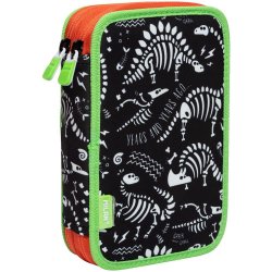 Penar Echipat cu Doua Fermoare Milan 1264MYK, Model Dinozauri, Poliester, Multicolor, 195x130x50 mm, Penar Scoala, Penare Neechipate, Penar Elev, Penare Elevi, Penare Studenti, Penar Studenti, Penar pentru Scoala, Penare pentru Scoala, Penar Milan