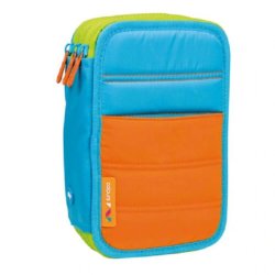 Penar Milan, Echipat, 3 Fermoare, Albastru/Portocaliu, Poliester, Penar Echipat, Penar cu Fermoare, Penare Echipate, Penar Echipat Milan, Penar din Poliester, Penar Poliester, Penar Albastru Portocaliu, Penare Scolare, Penare pentru Scoala