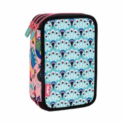 Penar Milan, Echipat, 3 Fermoare, Model Paun, Multicolor, Poliester, Penar Echipat, Penar cu Fermoare, Penare Echipate, Penar Echipat Milan, Penar din Poliester, Penar Poliester, Penar Multicolor, Penare Scolare, Penare pentru Scoala