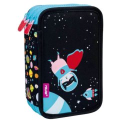 Penar Milan, Echipat, 3 Fermoare, Model Spatiu, Negru, Poliester, Penar Echipat, Penar cu Fermoare, Penare Echipate, Penar Echipat Milan, Penar din Poliester, Penar Poliester, Penar Negru, Penare Scolare, Penare pentru Scoala