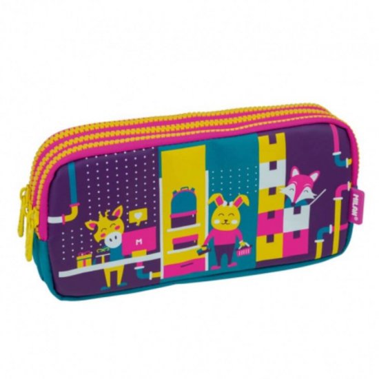 Penar Milan, Tip Borseta, 3 Fermoare, Multicolor, Poliester, Penar Borseta, Penar cu Fermoare, Penar Neechipat, Penare Neechipate, Penar Neechipat Milan, Penar din Poliester, Penar Poliester, Penar Multicolor