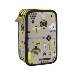 Penar Milan, Echipat, 3 Fermoare, Model Insecte, Multicolor, Poliester, Penar Echipat, Penar cu Fermoare, Penare Echipate, Penar Echipat Milan, Penar din Poliester, Penar Poliester, Penar Multicolor, Penare Scolare, Penare pentru Scoala