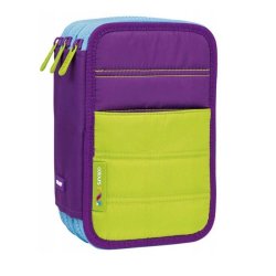 Penar Milan, Echipat, 3 Fermoare, Mov/Lime, Poliester, Penar Echipat, Penar cu Fermoare, Penare Echipate, Penar Echipat Milan, Penar din Poliester, Penar Poliester, Penar Mov, Penare Scolare, Penare pentru Scoala