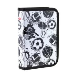 Penar Neechipat cu un Fermoar si Extensie Daco PE187, Poliester, Alb/Negru, Penar Scoala, Penare Neechipate, Penar Elev, Penare Elevi, Penare Studenti, Penar Studenti, Penar pentru Scoala, Penare pentru Scoala, Penar Daco, Penar Alb