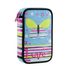 Penar Echipat cu 2 Fermoare Daco PE247E, Poliester, Model Fluture, Multicolor, Penar Scoala, Penare Neechipate, Penar Elev, Penare Elevi, Penare Studenti, Penar Studenti, Penar pentru Scoala, Penare pentru Scoala, Penar Daco, Penar Colorat