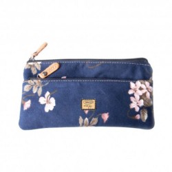 Penar Tip Borseta DACO, Model Floral, 22.5x11 cm, Albastru, Bumbac, Doua Fermoare, Penar Scolar, Penar Colorat, Penar cu Fermoar, Penar pentru Scoala, Penar Borseta, Penar Daco, Penar Neechipat, Penar cu Doua Fermoare, Penar Borseta