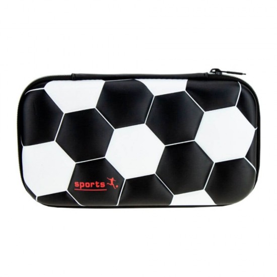 Penar Borseta DACO, Model Minge Fotbal, 22.5x4.8x12 cm, Poliester, Negru, Borseta pentru Scoala, Penare Tip Borseta, Penar pentru Baieti, Penare cu Fermoar, Penare de Scoala, Penare Scolare, Penar Scolar, Rechizite Scolare
