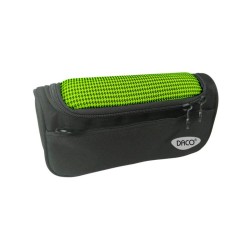 Penar Tip Borseta DACO, 20x10x6 cm, Negru/Verde, Poliester, Doua Fermoare, Penar Scolar, Penar Colorat, Penar cu Fermoar, Penar pentru Scoala, Penar Borseta, Penar Daco, Penar Neechipat, Penar cu Doua Fermoare, Penar Borseta