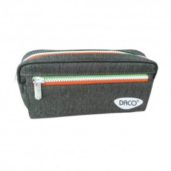 Penar Tip Borseta DACO, 22x11x8.5 cm, Trei Fermoare, Poliester, Gri, Penar Scolar, Penar Colorat, Penar cu Fermoar, Penar pentru Scoala, Penar Borseta, Penar Daco, Penar Neechipat, Penar cu Trei Fermoare, Penar Borseta