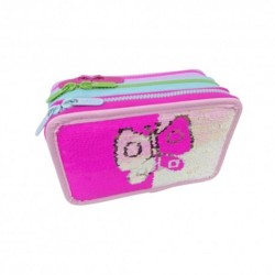 Penar DACO, Model Fluture, 20x7x13 cm, PVC, Culoare Fucsia, Trei Fermoare cu Trei Compartimente, Penar Fermoar, Penare cu Fermoar, Penare Neechipate, Penare de Scoala, Penare Scolare, Penar Scolar, Rechizite Scolare