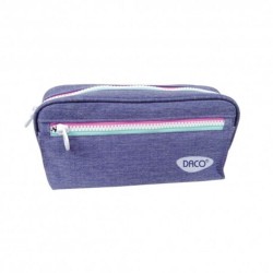 Penar Tip Borseta DACO, 22x11x8.5 cm, Trei Fermoare, Poliester, Mov, Penar Scolar, Penar Colorat, Penar cu Fermoar, Penar pentru Scoala, Penar Borseta, Penar Daco, Penar Neechipat, Penar cu Trei Fermoare, Penar Borseta