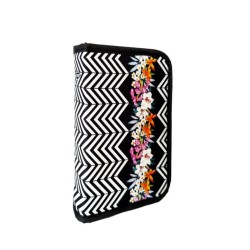 Penar Neechipat DACO, Model Floral, 19.5x13x4.5 cm, Material Poliester, Multicolor, Un Compatiment cu Doua Extensii Interioare, Penar pentru Fete, Penare cu Fermoar, Penare Neechipate, Penare de Scoala, Penare Scolare, Penar Scolar, Rechizite Scolare